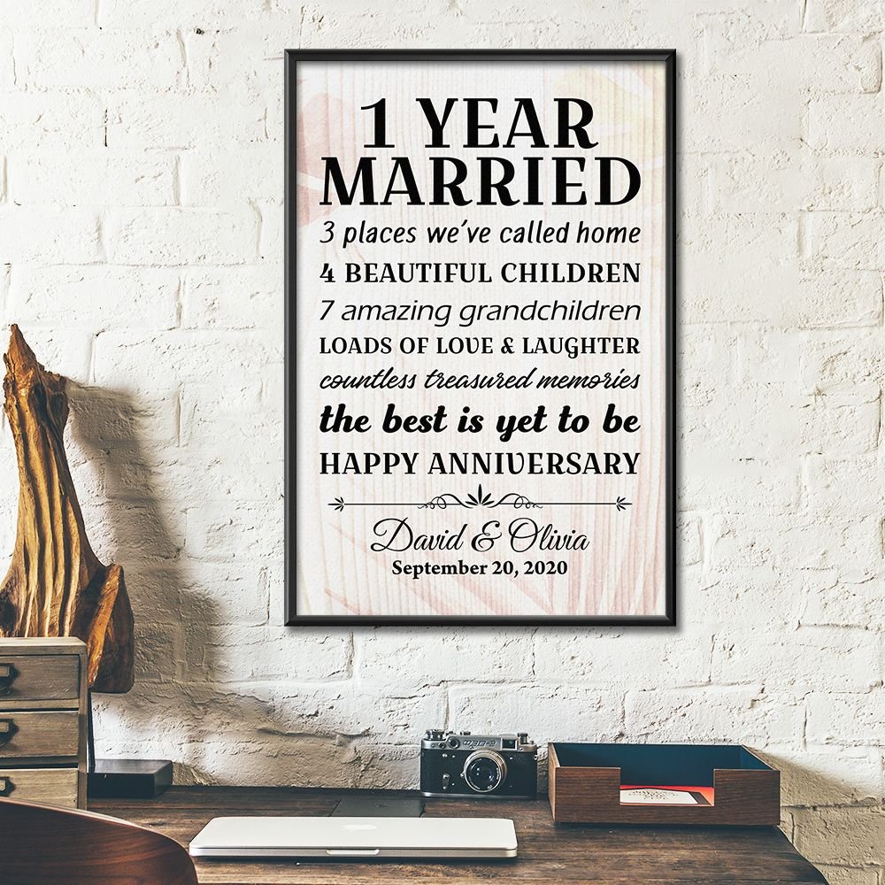 1St Wedding Anniversary Gifts Poster For Couple, Grandparents, Grandpa, Grandma